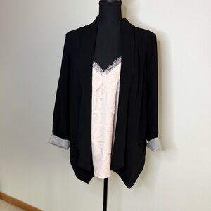 Cartonnier Anthropologie Black Open Front Blazer Minimalist Size S